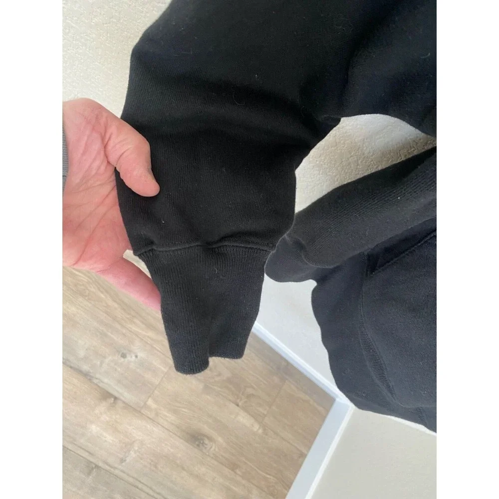Champion Reverse Weave Black Hoodie Men's Small Sweatshirt Spell Out Logo - Picture 3 of 9